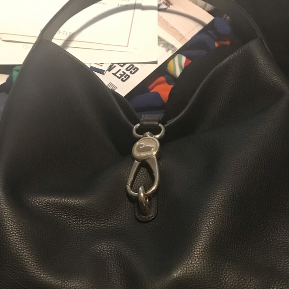 Black Leather Dooney and Bourke Shoulder Bag - Picture 1 of 8